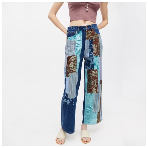 BDG Patchwork high rise, wide leg, denim jeans - Picture 5 of 13